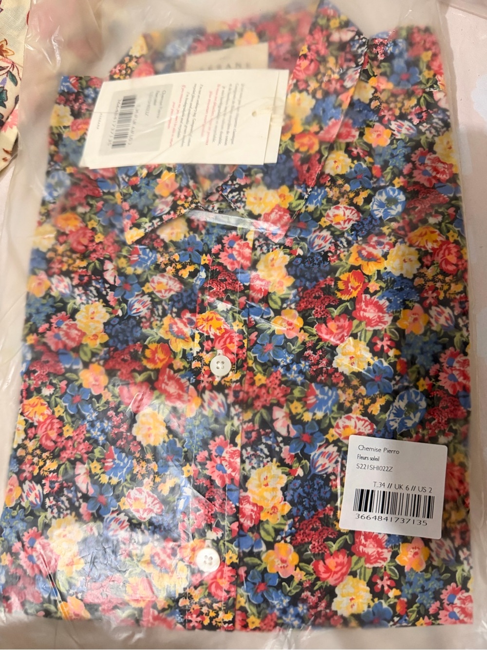Sezane Floral Button-Down Shirt in Multi-Color - Picture 6 of 7